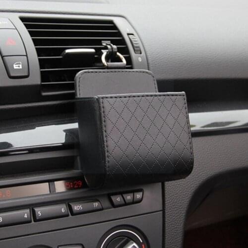 Car Hanging Decoration Mobile Phone Storage Box PU 4 Seat Color Bag Box Pocket Organizer Storage Holder Leather S4O5