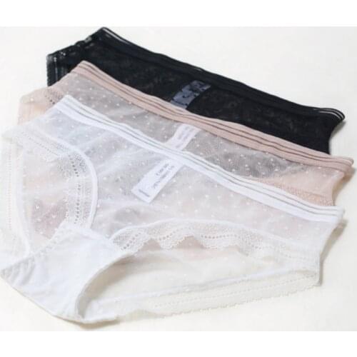Female Seamless Briefs Underpants Low-Rise Women Panties Sexy Lace Underwear Woman Knickers Lace Panties Mesh Floral Lingerie
