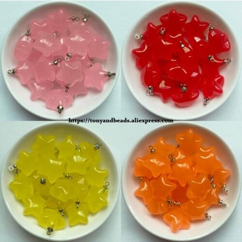 1 lot = 10pcs )Star Shape Candys Color Acrylic Small Pendant Size 18mm 7 Colors For Jewelry Making DIY