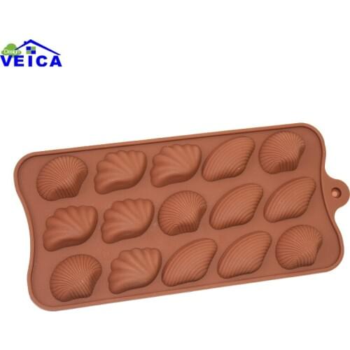 1pcs DIY Handmade Cake Molds 15 Lattices Shell Shape Silicone Soap Mould Silicone Cake Molds