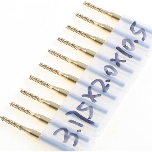 10pcs Titanium Coat Carbide End Mill Engraving Bits CNC Rotary Burrs 3.175X2.0X10.5mm