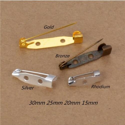 40pcs Gold Silver Rhodium Brone Brooch Base Back Bar Pins Findings Jewelry Making Handmade DIY Gifts For Women Men Iron Metal