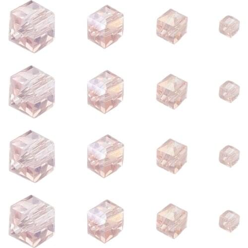 672pcs/Box AB Color Faceted Cube Electroplate Glass Beads Square Loose Beads for Jewelry Making DIY Bracelet Accessories