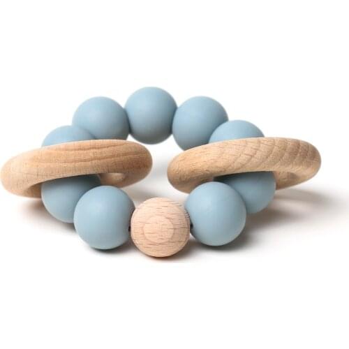 Baby Teether Bracelet Chew Bite Newborn Care Beads Jewelry Pain Relief Infant Silicone Wood Rings Teething Toys dropshipping