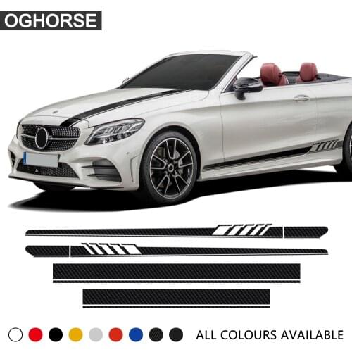 For Mercedes Benz C Class A205 2-Door Convertible/Cabriolet 2016-Present Styling Car Side Skirt Hood Rear Stripes Decal Stickers