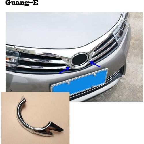 For Toyota Corolla Altis 2014 2015 2016 Car Cover Detector ABS Chrome Trim Front Mark Logo Grid Grill Grille Hoods 1pcs