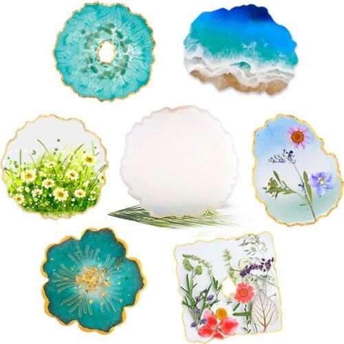 DIY Glass Coaster Resin Epoxy Mold Tea Coaster Resin Molds Silicone Wine Glass Coasters Epoxy Mould For Family Gathering Party