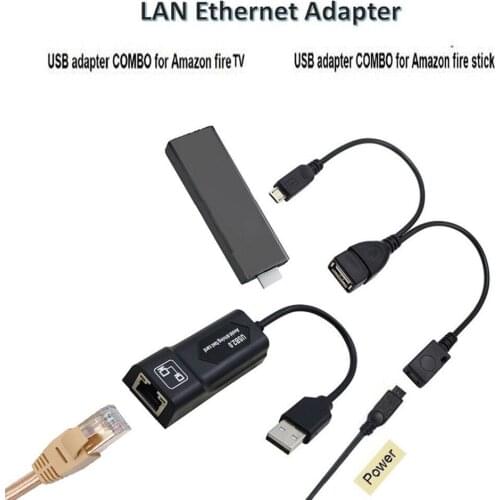 LAN Ethernet Adapter For AMAZON FIRE TV 3 Or STICK GEN 2 Or 2 STOP THE Buffering Mirco OTG USB 2.0 Adapter Combo Cable