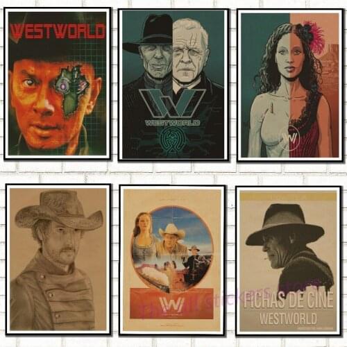 Hbo Westworld Posters.Westworld retro Poster Retro Kraft Paper Bar Cafe Home Decor Painting Wall Sticker/8007
