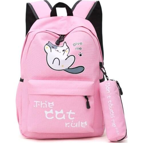 Anime Neko Atsume Colourful Cartoon School Bags Cat Backyard Cosplay Canvas Backpack Teenage Travel Shoulder Bags Rucksack