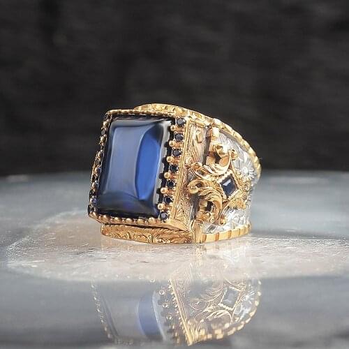 Zircon Stone Lapping Finish 925 Sterling Silver Men 'S Ring