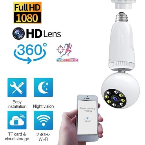 1080P HD 360 Angle WiFi Night Vision Camera Video IP Camera TUYA APP Baby Safety Monitor Automatically Tracks Light Bulbs