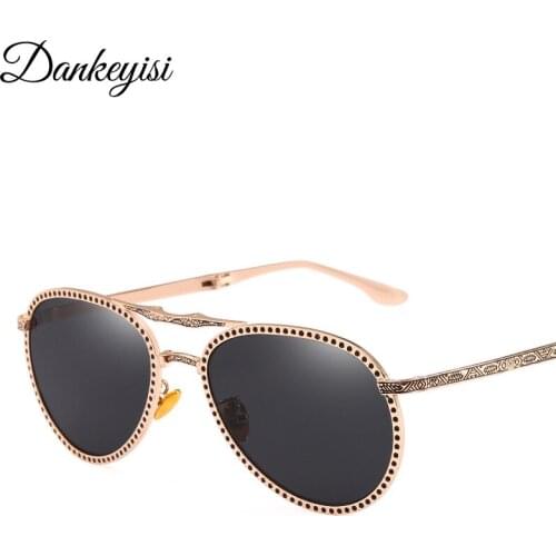 DANKEYISI Metal Women Sunglasses Female Mirror Collapsible Sunglasses Pilot Goggle Eyewear Accessories For Men Female Gafas