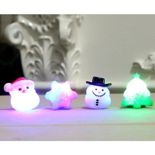 Cute Christmas Luminous Ring Santa Claus Snowman Xmas Tree Snowflake Ring Merry Christmas 2022 Toys Kids Favor Christmas Gifts
