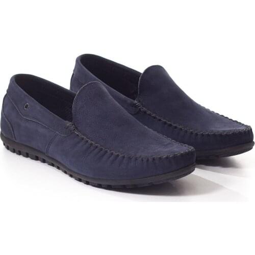 Mens Casual Nubuck Leather Shoes Navy Blue Step-in Male Shoes Navy Blue Nubuck Leather Men 'S Casual Shoes