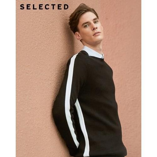 SELECTED Mens Cotton Round Neck Long Sleeved Sweater| 419124533