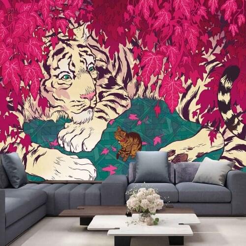 1Pcs Tiger and Girl Tapestry Mandala Tapestry Wall Hanging Boho Decor Macrame Tapestries Hippie Witchcraft Tapestry Wall Cloth