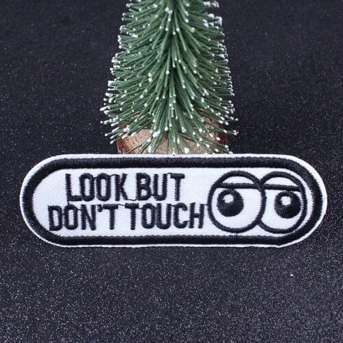 Nicediy Look But Don't touch Patches Iron on patches for Clothes Cool Embroidered Patch For Bag Appliques Stripes Washable DIY