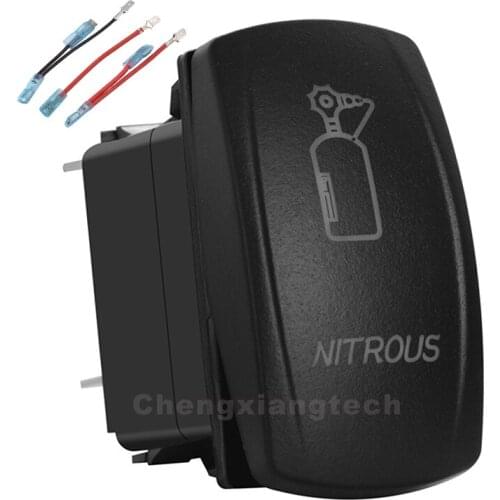 Nitrous White Led Rocker Switch 3 Pin On-Off SPST 12V/20A 24V/10A + Jumper Wires Set for Car Boat Waterproof