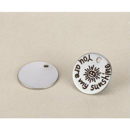 20pcs/lot 22mm New Arrival Stainless Steel Lovers Message Charms "You Are My Sunshine" For Diy Jewellery