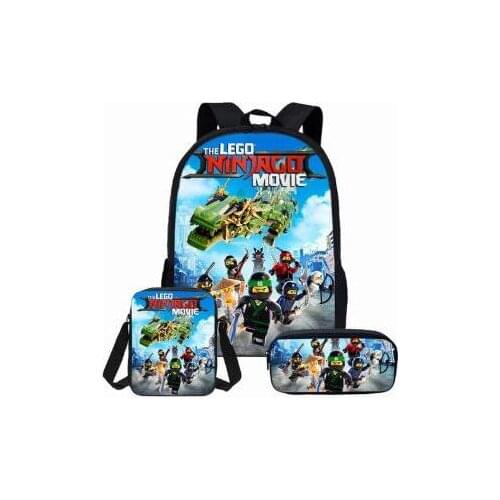 New 3D Print Ninja Backpack for Teenage Boys Girls Student School Bags New Games 3pcs/set Children Daily Bags Mochila