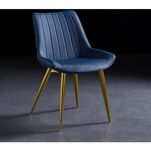 Dining chair home Nordic restaurant restaurant simple leather stool backrest net red desk makeup iron light luxury dining table