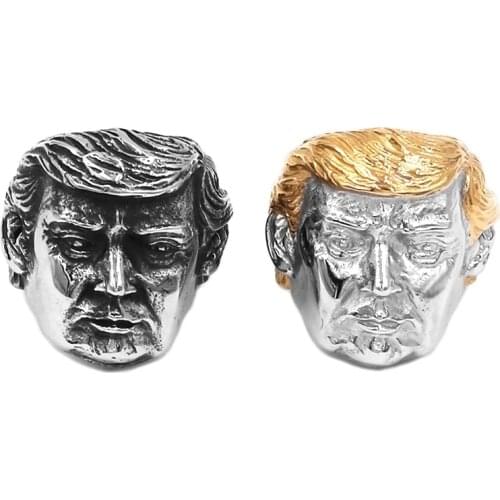 Punk Gold Silver Color Trump Ring Stainless Steel Jewelry Fashion USA President Biker Mens Ring Wholesale SWR0869A Size 7 to 15