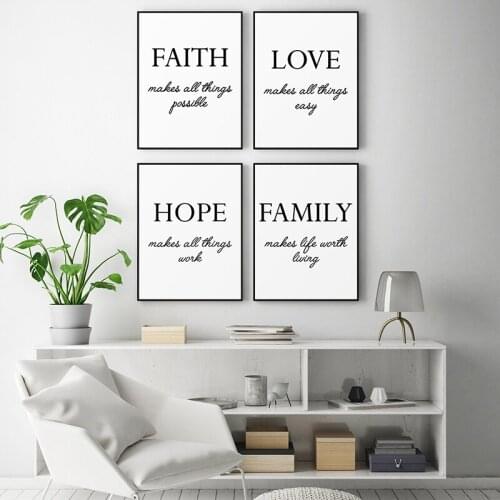 Nordic Minimalist Poster Canvas Quotes Painting Wall Art Picture For Living Room Bedroom Modern Family Home Decor Set of 4 Print