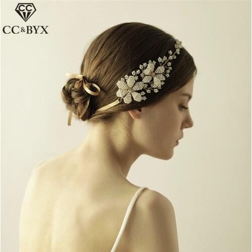 CC Headband For Women Handmade Hairband Plastic Beads Romantic Flowers Wedding Hair Accessories Bridal Engagaement Jewelry O820