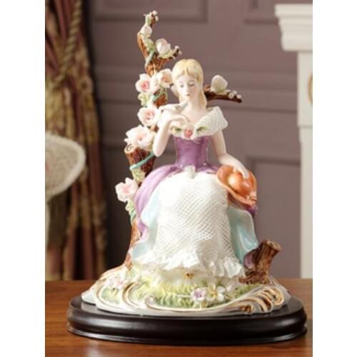 British style luxury porcelain accidentally lace dress character beauty holding pigeon diamond painting wedding home decoration