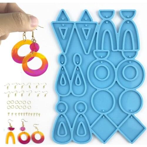 Earrings Epoxy Resin Silicone Molds Ear Studs Dangle Casting Resin Mold DIY Craft Earrings Mould Jewelry Pendants Making Tools