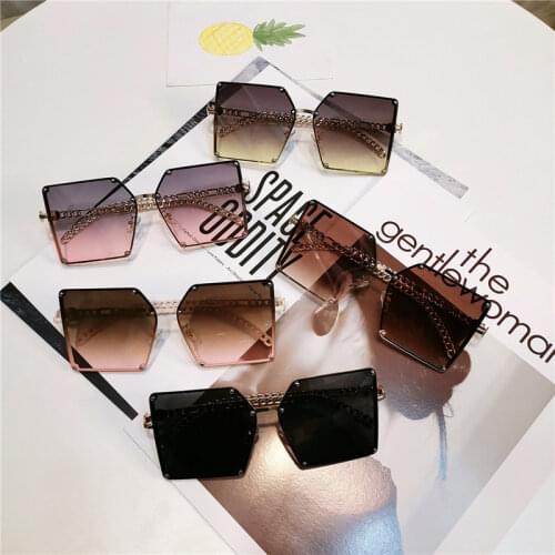 New Fashion Square Sunglasses For Women Retro Vintage Oversized Designer Chain Shades Sun Glass Wholesale UV400