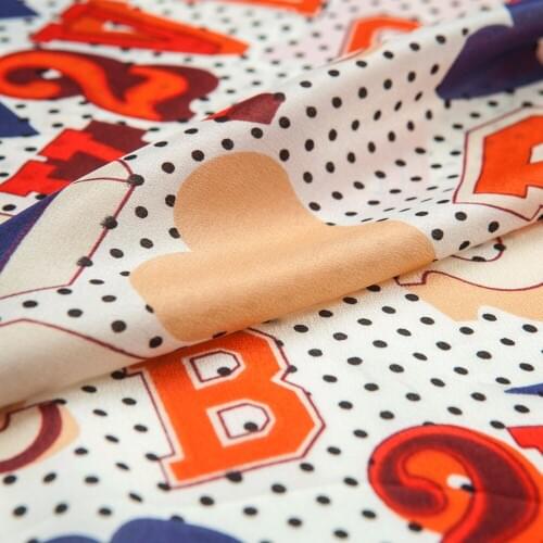 Printed pure silk crepe de chine Fabric,cartoon letter heart pattern,polka dots,soft,Sewing,Dress,skirt,shirt,Craft By The Yard