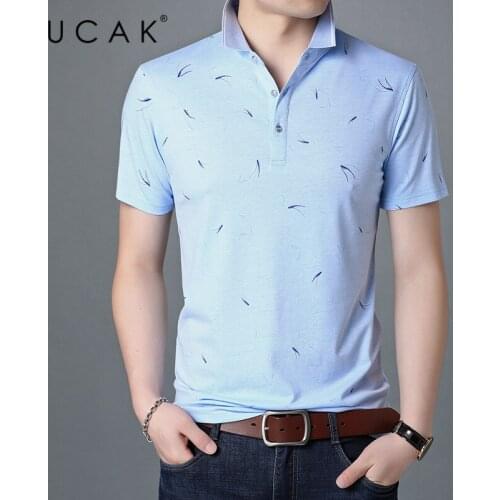 UCAK Brand Streetwear Polka Dot Short Sleeve T-Shirt Men Clothing Summer New Arrival Turn-Down Collar Casual T Shirt Homme U5443