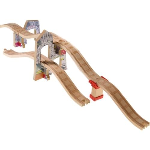 P117 Unique cave viaduct Wooden track accessories are compatible with wooden train tracks Children track game scene toys