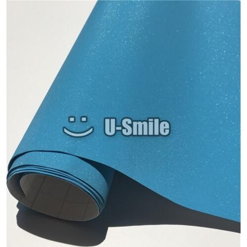 High Quality Baby Blue Glitter Sandy Diamond Vinyl Film Sheet Decal Bubble Free For Phone Laptop Cover Size:1.52*30M