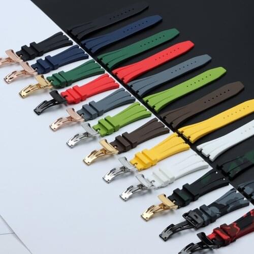 26mm High Quality Soft Silicone Rubber Watch Band deployment Clasp For AP Royal Oak Audemars And Piguet Strap Buckle Bracelet