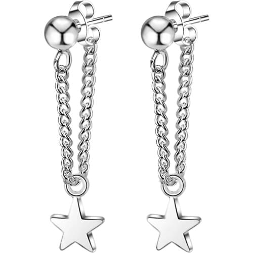 100% 925 Sterling Silver Fashion Star Design Stud Earring For Women Girls Jewelry Wholesale Christmas Gift Drop Shipping Cheap