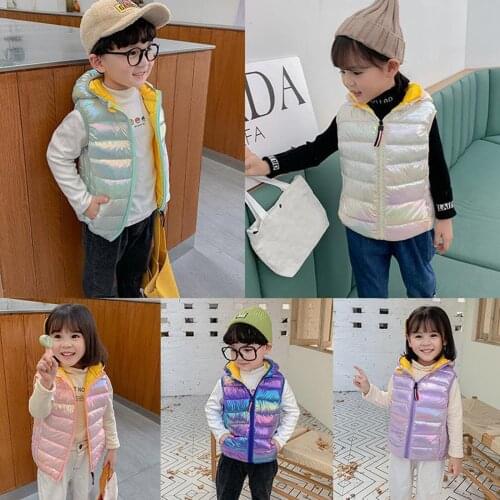 Baby winter clothes Children Kids Baby Boys Girls Colorful Keep Warm Sleeveless Hooded Jacket Coat vest for girls жилетка для де