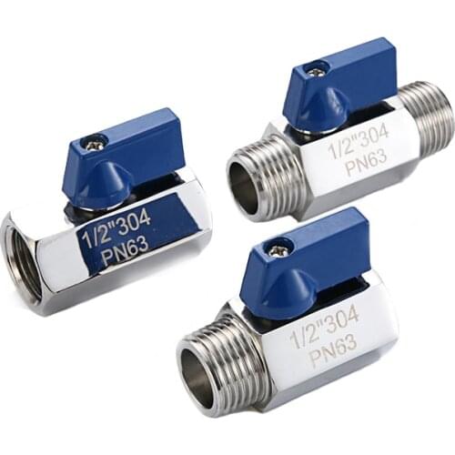1/8" 1/4" 3/8" 1/2" 3/4" 1 Inch BSP NPT F/M M/M F/F SS304 316 Kitchen Tube Manual Metal Handle Switch Pneumatic Mini Ball Valv
