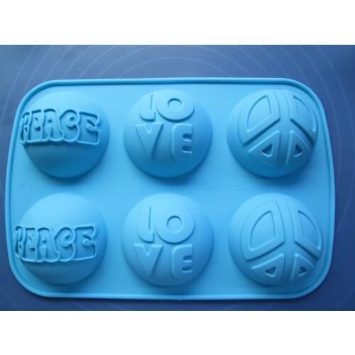 1pcs 6-Holes Half Circle Love Green Good Quality 100% Food Grade Silicone Cake/Pudding/Jelly/Ice/Candy Baking Pan DIY mold