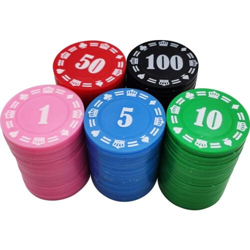 100 PCS 37mm*2.5mm plastic poker chips digital chip mahjong Poker game tokens coin