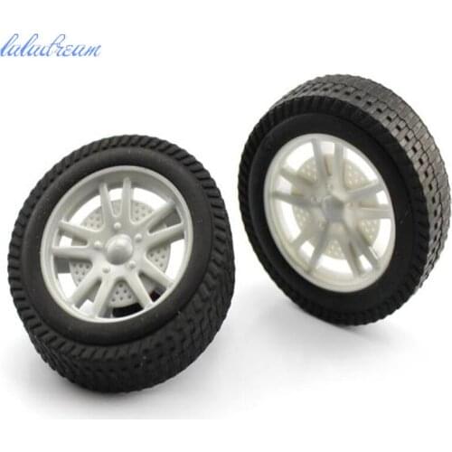 2pcs/lot 3*56mm rubber wheel diy car model part plastic tires Car Kit