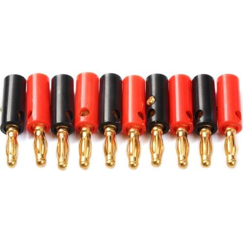 20Pcs 4mm Banana Plug Gold Plated Audio Adapter Speaker Cable Wire Connectors Plug Black&Red Banana Connector Set