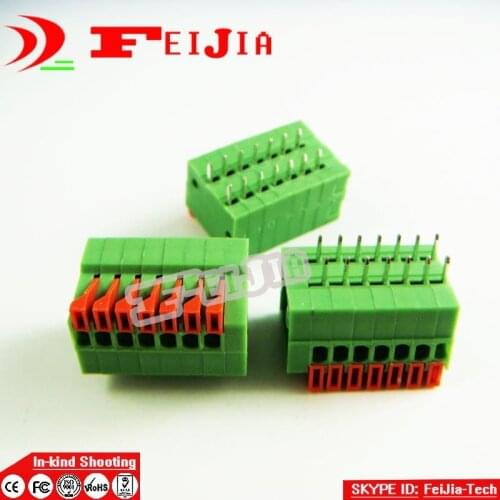20PCS/Lot 141R-2.54-7P 7Pin PCB Spring Terminal Block ROHS connector Pitch 2.54mm Free shipping