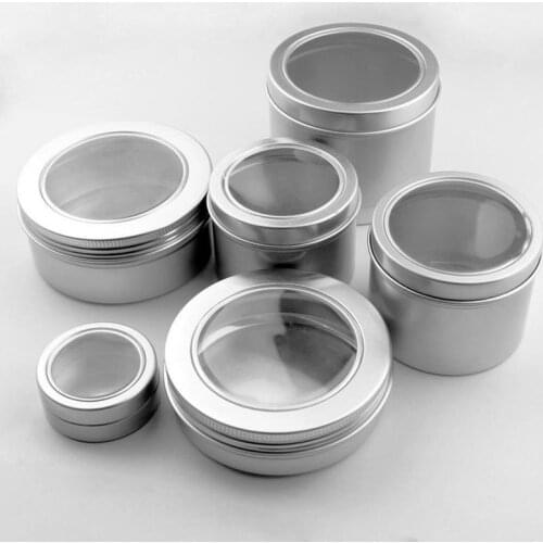 25ml empty skin care cream aluminum containers with window cap,metal aluminum jar window lid ,metal bottle tin pot can F20171109