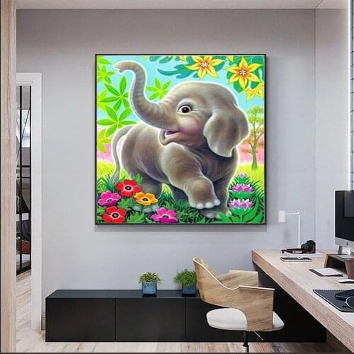 5D Diy Diamond Painting Cartoon animal baby elephant Full Square Round Rhinestone Embroidery Mosaic Art Home Decoration gift