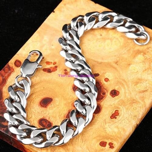 8mm Silver Color Filled Stainless Steel Bracelet Small Curb Cuban Hammered Link Chain Bracelet Mens Womens Chain Bracelet