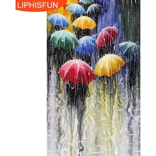 DIY 5D Diamond Painting Rain And Umbrella Full Square Rhinestone Cross Stitch Kits Diamonds Embroidery Home Decoration