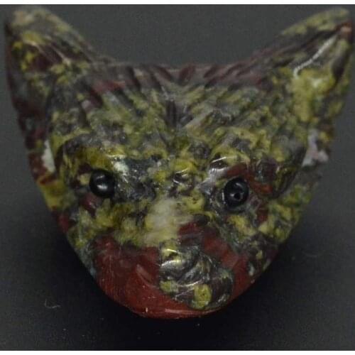 1.4" Howling Wolf Figurine Dragon Boodstone Gemstone Animal Pendant Hand Carved Stone Necklace Jewelry Man Fashion